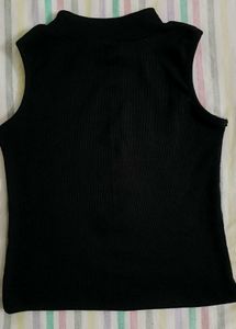 Black Mock Neck Sleeveless Top