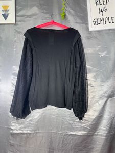 Elegant Black Blouse with Puff Sleeves