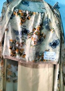 Silk stone work yellow colour suit with dupatta