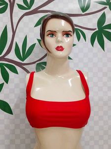 (700)Red Cropped Tank Top