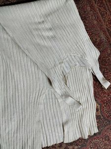 Classy Cream Ribbed Bodycon Dress 🤍