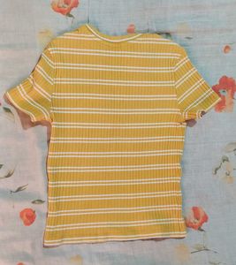 Yellow Striped Ribbed T-Shirt