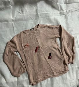 Peach Knit Pullover Sweater