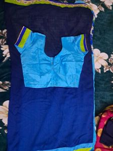 Vibrant Blue Cotton Saree