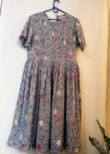 Grey Floral Print Maxi Dress