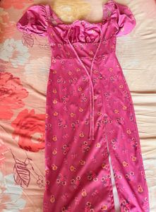 Pink Floral Print Maxi Dress