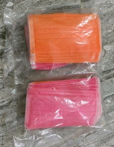 Use And Throw Masks Orange And Pink Color