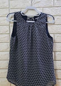 H&amp;M Women Navy Blue Printed Tie-Up Top