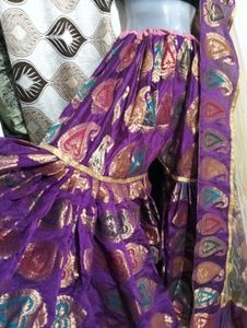 purple gharara with  golden duppatta