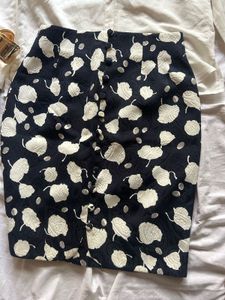 Elegant Cream Blouse &amp; Printed Skirt Set