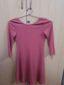 Chic Rose Pink 3/4 Sleeve Backless Dress