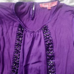 Designer Stretchable Top With Satin Sleeves
