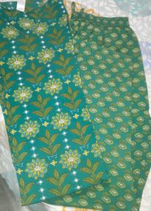 Teal Kurta Set with Floral Print