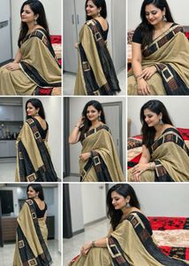 elegant brown and black clasical saree