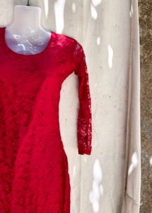 Elegant Red Lace Kurta