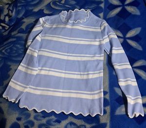 Striped Ribbed Mock Neck Top