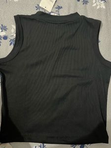 Sleek Black Sleeveless Mock Neck Top