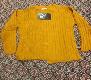 Mustard Crop Knit Sweater