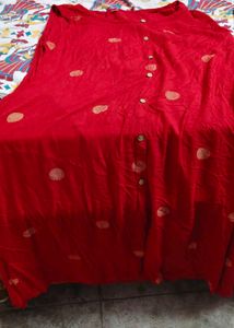 sleeveless Red Kurta Set