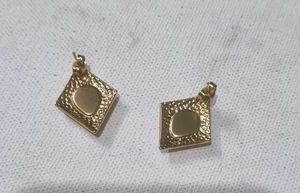 Anti Tarnish Gold Tone Diamond Shape Earrings