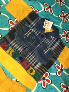 Stylish Boys Denim Shirt &amp; Shorts Set