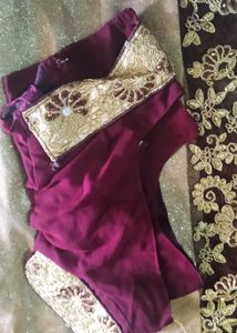 Gorgeous Maroon &amp; Gold Embroidered Saree
