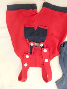 Red Blue Dungaree For Baby Boy