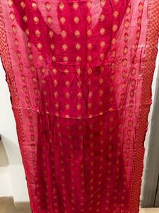 Elegant Red Dupatta with Gold Motifs