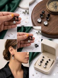Elegant Crystal Flower Drop Earrings