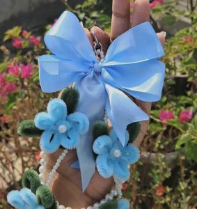 handmade blue how keychain