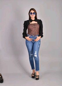 Stylish Animal Print Top with Bolero