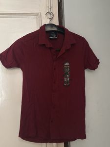 Maroon Short Sleeve Shirt with Graphic Print