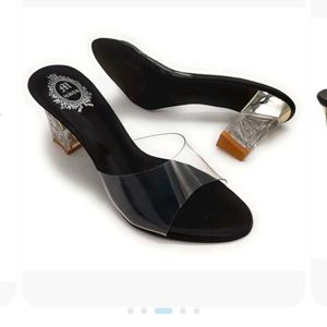 Maven Women’s Transparent Strap Heels – Black Eleg