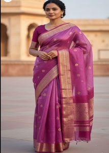 Elegant Purple &amp; Gold Saree