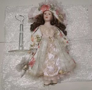 Vintage Porcelain Doll with Stand