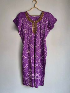 Purple Bandhani 3Pc Kurta Set with Dupatta