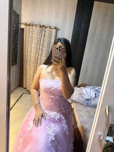 Elegant Pink Lace Ball Gown