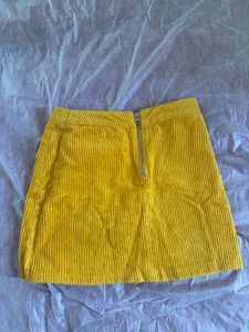 Yellow Corduroy Mini Skirt