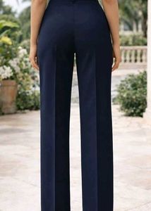 Navy Blue High-Waisted Wide Leg Trousers