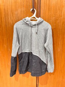 Grey Hooded Two-Tone Sweatshirt