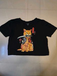 COMBO OF 2:  Green + Katana cat anime Crop Top