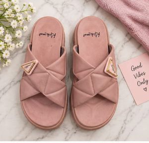 Pink Cross Strap Platform Sandals