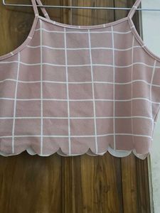 Cute Pink Plaid Crop Top