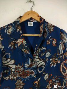 Navy Blue  Printed Western Top (Women's)