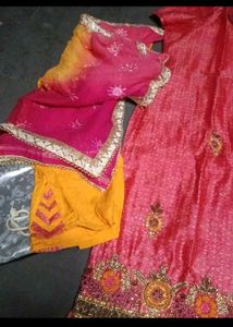 designer pink kurta set with dupatta