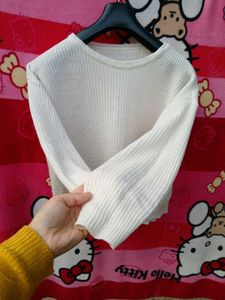 Cream Knit Long Sleeve Top