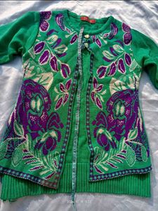 Green Floral Sweater