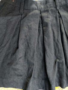 Denim Pleated Skirt