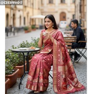 Dola Silk Kalamkari Print saree