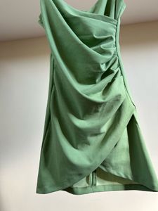 Sage Green Ruched Bodycon Dress - S
